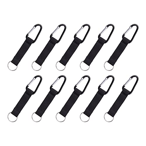 Karteo Schlüsselbänder kurz schwarz [10 Stück] Kurzband Karabiner und Schlüsselring Schlüsselanhänger mit Metallkarabiner Lanyard mit Karabinerhaken von www.karteo.de