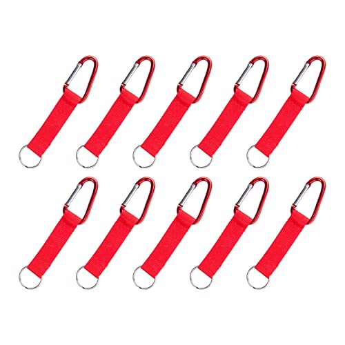 Karteo Schlüsselband Kurzband Karabiner und Schlüsselring rot [10 Stück] Schlüsselanhänger mit Metallkarabiner Lanyard mit Karabinerhaken von www.karteo.de