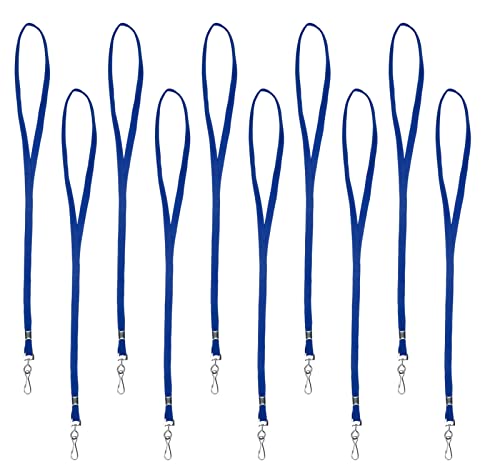 Karteo Schlüsselband blau mit Metalldrehhaken [10 Stück] Lanyard Schlüsselbänder 10 mm unbedruckt für Kartenhüllen Ausweishüllen von www.karteo.de