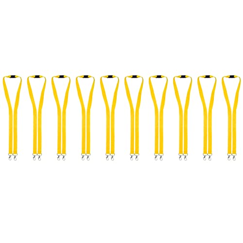 Karteo Schlüsselband mit Doppelkarabiner gelb [50 Stück] Lanyard mit Karabinerhaken und Sicherheitsverschluss für Ausweishüllen von www.karteo.de