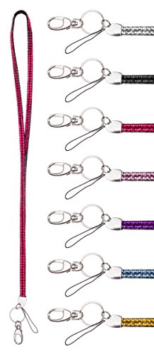 Karteo Schlüsselband mit pink glitzernden Strass Steinen besetzt [1 Stück] Kristall Bling Rhinestone glitzer Lanyard für Ausweishüllen Kartenhalter Schlüssel und Ausweise von www.karteo.de