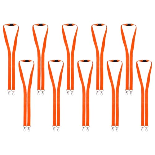 Karteo Schlüsselband orange mit Doppelkarabiner [10 Stück] Lanyard mit 2 Karabiner Haken und Sicherheitsverschluss für Ausweishüllen von www.karteo.de