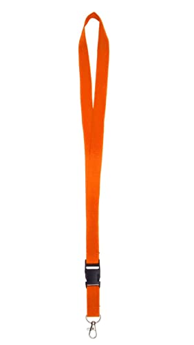 Karteo Schlüsselband orange mit Karabinerhaken und Schnalle [1 Stück] 20 mm Lanyard Ausweishalter zum Umhängen von Ausweishüllen Kartenhüllen Schlüssel von www.karteo.de