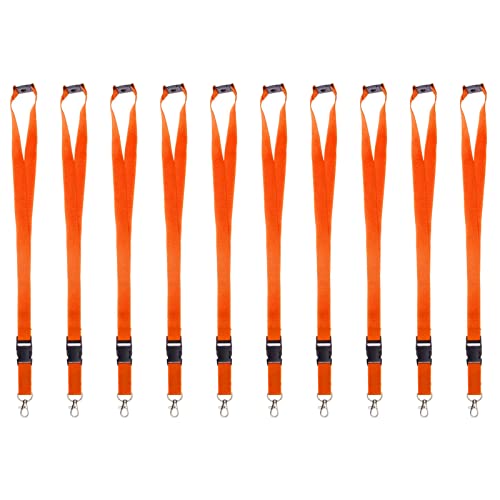 Karteo Schlüsselband orange mit Karabinerhaken und Sicherheitsverschluss [10 Stück] Lanyard mit Schnalle für Kartenhüllen Kartenhalter und Ausweise von www.karteo.de