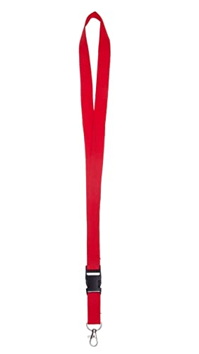 Karteo Schlüsselband rot mit Karabinerhaken und Schnalle [1 Stück] 20 mm Lanyard Ausweishalter zum Umhängen von Ausweishüllen Kartenhüllen Schlüssel von www.karteo.de