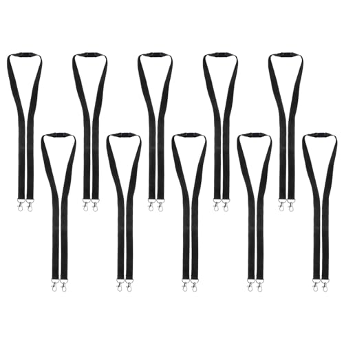 Karteo Schlüsselband schwarz mit Doppelkarabiner [10 Stück] Lanyard mit 2 Karabiner Haken und Sicherheitsverschluss für Ausweishüllen von www.karteo.de