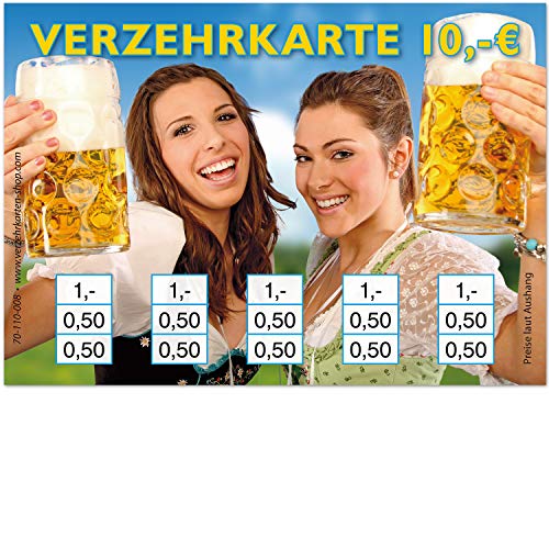 250 Verzehrkarten DIN A7, Gesamtwert 10 Euro, praktische Alternative zu Wertmarken, für Vereine, Gastronomie etc, einfaches bargeldloses Bezahlen von www.verzehrkarten-shop.com