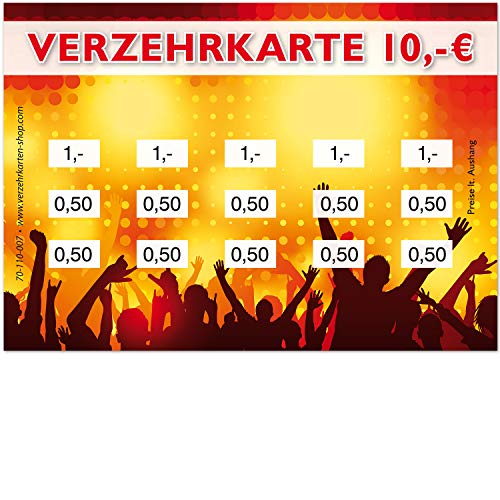 250 Verzehrkarten DIN A7, Gesamtwert 10 Euro, praktische Alternative zu Wertmarken, für Vereine, Gastronomie etc., einfaches bargeldloses Bezahlen von www.verzehrkarten-shop.com