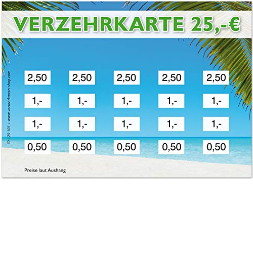 250 Verzehrkarten DIN A7, Gesamtwert 25 Euro, praktische Alternative zu Wertmarken, für Vereine, Gastronomie etc, einfaches bargeldloses Bezahlen von www.verzehrkarten-shop.com