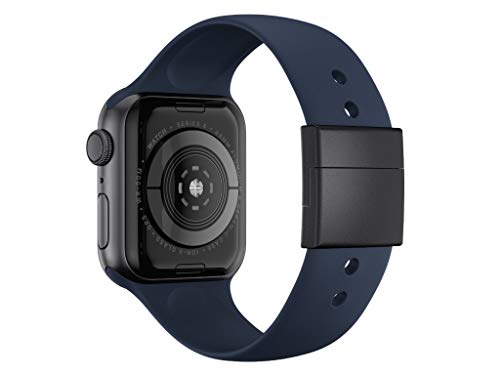 xMount Silikonarmband mit magnetischem schwarzen Aluminiumverschluss kompatibel mit Apple Watch (Series 1, Series 2, Series 3 mit 42 mm) (Series 4, Series 5 mit 44 mm) Wechselarmband von xMount