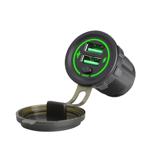 Zwei USB-Ports, 36 W, Schnelllade-Auto-Adapter mit Schaltern und LED, für 12 V 24 V Autos, LKWs, Motorräder und Schiffe Zwei USB-Ports, 36 W, Schnelllade-Auto-Adapter mit Schaltern und LED, für 12 V 24 V Autos, LKWs, Motorräder und Schiffe von xbiez