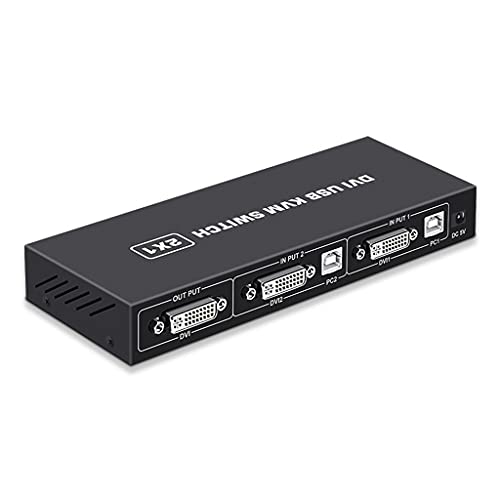 xbiez DVI KVM Switch 2-Port DVI Bildschirm Splitter 2 In 1 Out Adapter Für Tastatur Und Maus Drucker Computer Shared Switcher Hub USB Switcher 2 Computer Switch Selector von xbiez