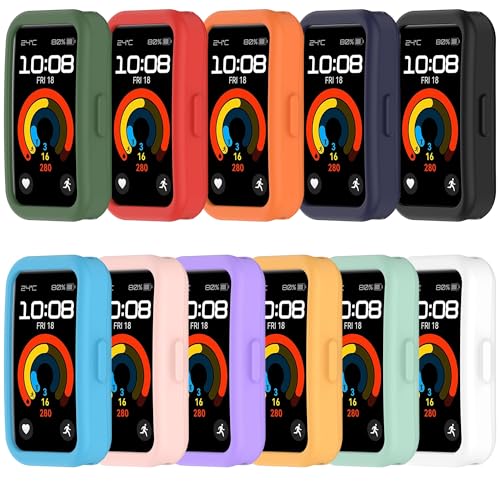 xhKJO 11 Stück Hülle Kompatibel mit Huawei Band 10 Case, Schutzhülle Clear Silikon Rubber Ultradünne Kratzfest Transparent Soft TPU Case Abdeckung Cover Tasche für Huawei Band 10 9 8 Watch (Farbe) von xhKJO
