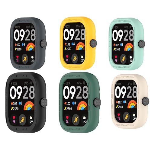 xhKJO 6 Stück Hülle Kompatibel mit Xiaomi Redmi Watch 4 Case, Schutzhülle Clear Silikon Ultradünne Kratzfest Transparent Soft TPU Case Abdeckung Cover Tasche für Xiaomi Redmi Watch 4 Watch (Farbe 4) von xhKJO
