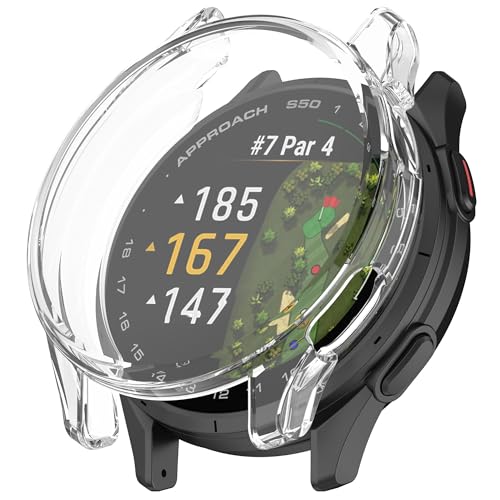 xhKJO Hülle Kompatibel mit Garmin Approach S50 Case, Schutzhülle Clear Silikon Ultradünne Kratzfest Transparent Plating TPU Case Abdeckung Cover Tasche für Garmin Approach S50 Watch (klar) von xhKJO