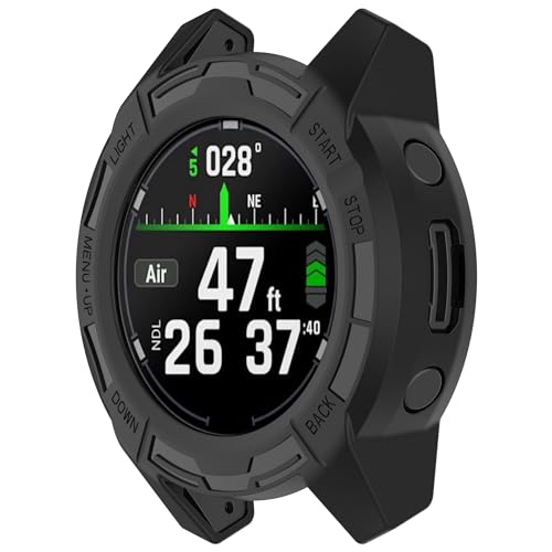 xhKJO Hülle Kompatibel mit Garmin Descent G2 Case, Schutzhülle Clear Silikon Rubber Ultradünne Kratzfest Transparent Soft TPU Case Abdeckung Cover Tasche für Garmin Descent G2 Watch (Schwarz) von xhKJO