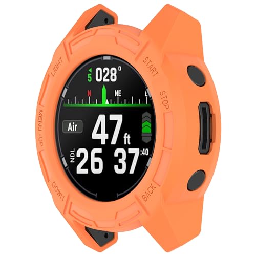 xhKJO Hülle Kompatibel mit Garmin Descent G2 Case, Schutzhülle Clear Silikon Rubber Ultradünne Kratzfest Transparent Soft TPU Case Abdeckung Cover Tasche für Garmin Descent G2 Watch (orange) von xhKJO