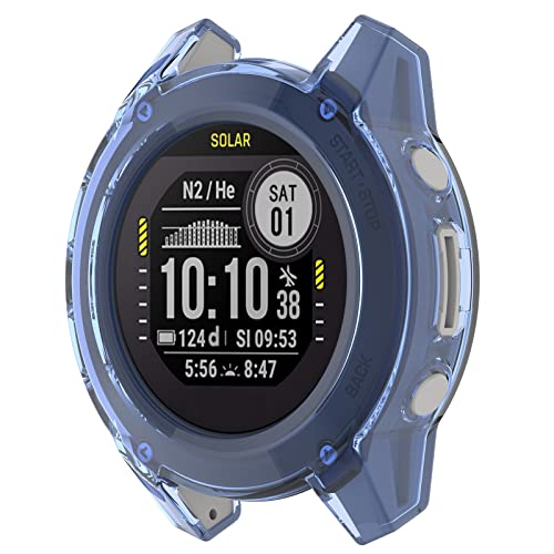 xhKJO Hülle Kompatibel mit Garmin Descent G2 Case, Schutzhülle Clear Silikon Ultradünne Kratzfest Transparent Soft TPU Case Abdeckung Cover Tasche für Garmin Descent G2 Watch (Blau) von xhKJO