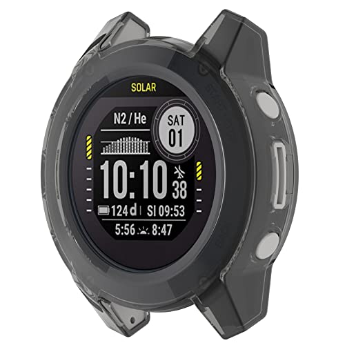 xhKJO Hülle Kompatibel mit Garmin Descent G2 Case, Schutzhülle Clear Silikon Ultradünne Kratzfest Transparent Soft TPU Case Abdeckung Cover Tasche für Garmin Descent G2 Watch (Schwarz) von xhKJO