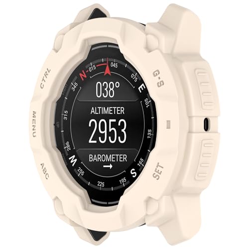 xhKJO Hülle Kompatibel mit Garmin Instinct 3 Solar 45mm Case,Schutzhülle Clear Silikon Ultradünne Kratzfest Transparent Soft TPU Case Abdeckung Cover Tasche für Garmin Instinct 3 Amoled 45mm (Beige) von xhKJO