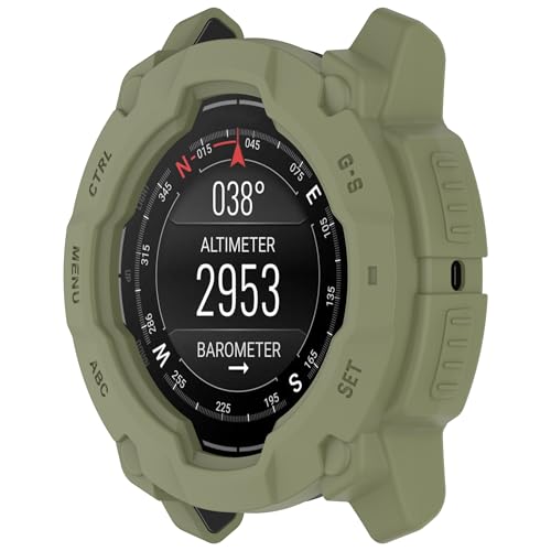 xhKJO Hülle Kompatibel mit Garmin Instinct 3 Solar 45mm Case,Schutzhülle Clear Silikon Ultradünne Kratzfest Transparent Soft TPU Case Abdeckung Cover Tasche für Garmin Instinct 3 Amoled 45mm (Grün) von xhKJO