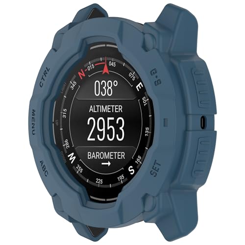 xhKJO Hülle Kompatibel mit Garmin Instinct 3 Solar 45mm Case,Schutzhülle Clear Silikon Ultradünne Kratzfest Transparent Soft TPU Case Abdeckung Cover Tasche für Garmin Instinct 3 Amoled 45mm (Blau) von xhKJO