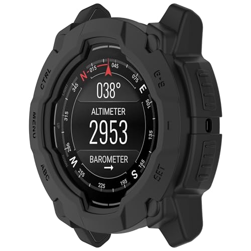 xhKJO Hülle Kompatibel mit Garmin Instinct 3 Solar 45mm Case,Schutzhülle Clear Silikon Ultradünne Kratzfest Transparent Soft TPU Case Abdeckung Cover Tasche für Garmin Instinct 3 Amoled 45mm (Schwarz) von xhKJO
