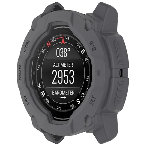 xhKJO Hülle Kompatibel mit Garmin Instinct 3 Solar 50mm Case,Schutzhülle Clear Silikon Ultradünne Kratzfest Transparent Soft TPU Case Abdeckung Cover Tasche für Garmin Instinct 3 Amoled 50mm (grau) von xhKJO