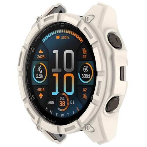 xhKJO Hülle Kompatibel mit Garmin Tactix 8 47mm Amoled Case, Schutzhülle Clear Silikon Ultradünne Kratzfest Transparent TPU Case Abdeckung Cover Tasche für Garmin Tactix 8 47mm Amoled (Beige) von xhKJO