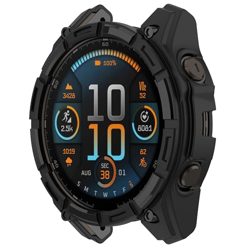 xhKJO Hülle Kompatibel mit Garmin Tactix 8 47mm Amoled Case, Schutzhülle Clear Silikon Ultradünne Kratzfest Transparent TPU Case Abdeckung Cover Tasche für Garmin Tactix 8 47mm Amoled (Schwarz) von xhKJO