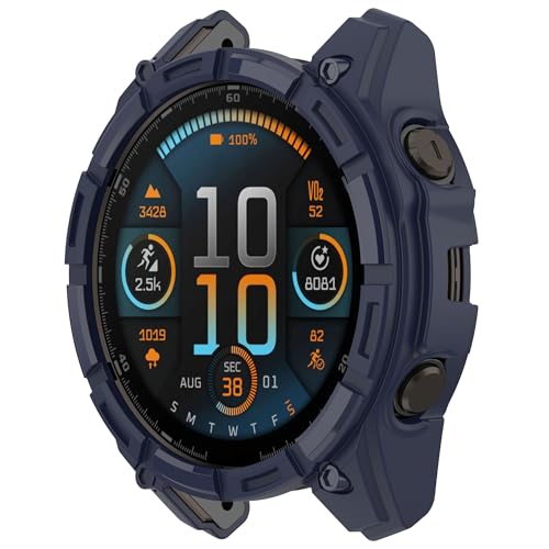 xhKJO Hülle Kompatibel mit Garmin Tactix 8 51mm Solar Case, Schutzhülle Clear Silikon Ultradünne Kratzfest Transparent TPU Case Abdeckung Cover Tasche für Garmin Tactix 8 51mm Solar (Blau) von xhKJO