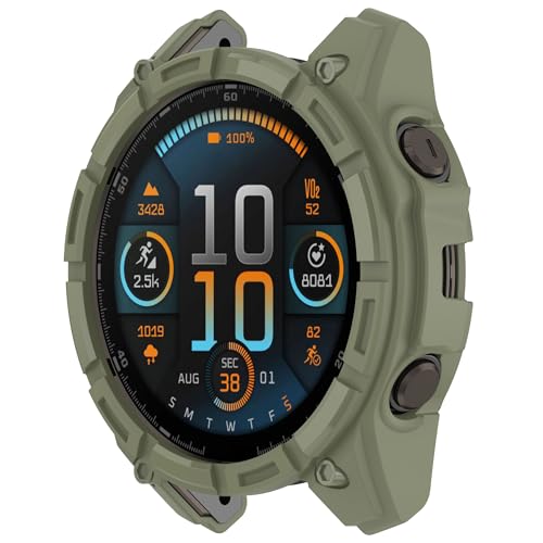 xhKJO Hülle Kompatibel mit Garmin Tactix 8 51mm Solar Case, Schutzhülle Clear Silikon Ultradünne Kratzfest Transparent TPU Case Abdeckung Cover Tasche für Garmin Tactix 8 51mm Solar (Grün) von xhKJO