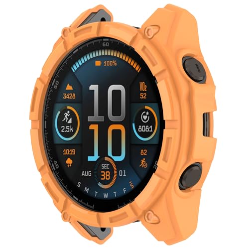 xhKJO Hülle Kompatibel mit Garmin Tactix 8 51mm Solar Case, Schutzhülle Clear Silikon Ultradünne Kratzfest Transparent TPU Case Abdeckung Cover Tasche für Garmin Tactix 8 51mm Solar (orange) von xhKJO