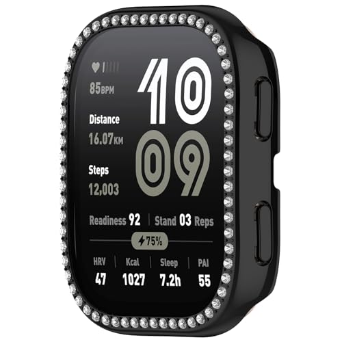 xhKJO Hülle Kompatibel mit Huami Amazfit Bip 6 A2435 Case, Diamond Pattern Clear Silikon Ultradünne Kratzfest Transparent TPU Case Abdeckung Cover Tasche für Huami Amazfit Bip 6 A2435 (Schwarz) von xhKJO