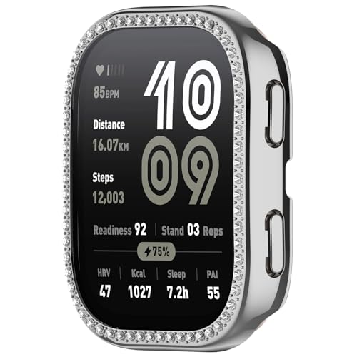 xhKJO Hülle Kompatibel mit Huami Amazfit Bip 6 A2435 Case, Diamond Pattern Clear Silikon Ultradünne Kratzfest Transparent TPU Case Abdeckung Cover Tasche für Huami Amazfit Bip 6 A2435 (Silber) von xhKJO