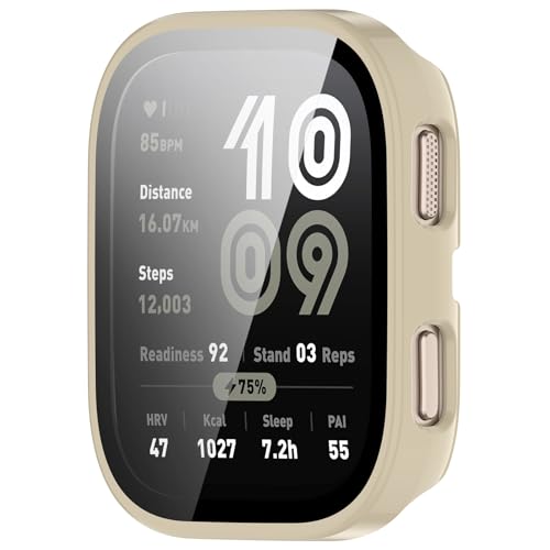 xhKJO Hülle Kompatibel mit Huami Amazfit Bip 6 A2435 Case, Schutzhülle Clear Silikon Ultradünne Kratzfest Transparent Plating TPU Case Abdeckung Cover Tasche für Huami Amazfit Bip 6 A2435 (Beige) von xhKJO