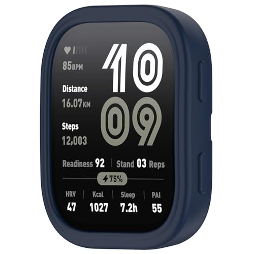 xhKJO Hülle Kompatibel mit Huami Amazfit Bip 6 A2435 Case, Schutzhülle Clear Silikon Ultradünne Kratzfest Transparent Soft TPU Case Abdeckung Cover Tasche für Huami Amazfit Bip 6 A2435 Watch (Blau) von xhKJO