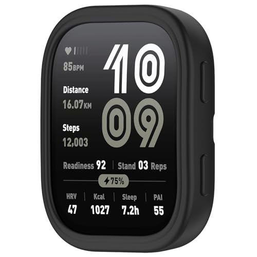 xhKJO Hülle Kompatibel mit Huami Amazfit Bip 6 A2435 Case, Schutzhülle Clear Silikon Ultradünne Kratzfest Transparent Soft TPU Case Abdeckung Cover Tasche für Huami Amazfit Bip 6 A2435 Watch (Schwarz) von xhKJO