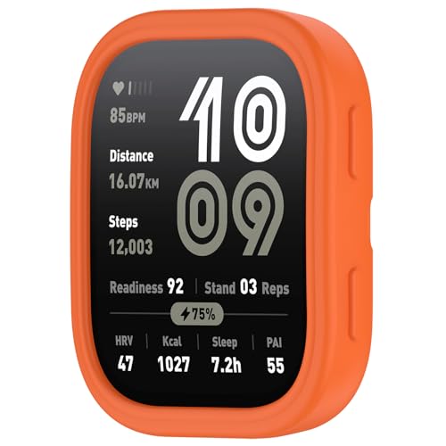 xhKJO Hülle Kompatibel mit Huami Amazfit Bip 6 A2435 Case, Schutzhülle Clear Silikon Ultradünne Kratzfest Transparent Soft TPU Case Abdeckung Cover Tasche für Huami Amazfit Bip 6 A2435 Watch (orange) von xhKJO