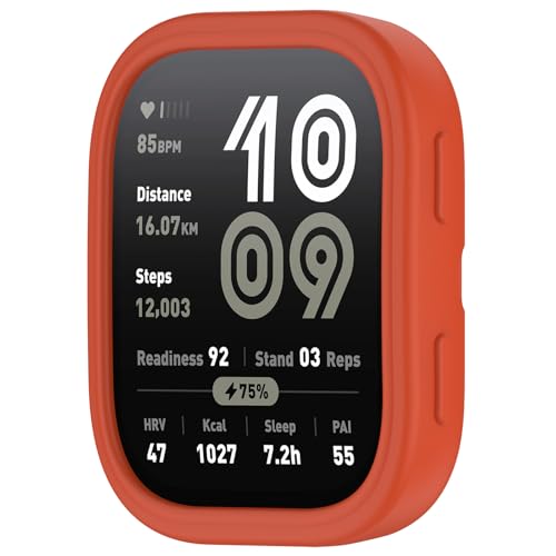 xhKJO Hülle Kompatibel mit Huami Amazfit Bip 6 A2435 Case, Schutzhülle Clear Silikon Ultradünne Kratzfest Transparent Soft TPU Case Abdeckung Cover Tasche für Huami Amazfit Bip 6 A2435 Watch (Rot) von xhKJO