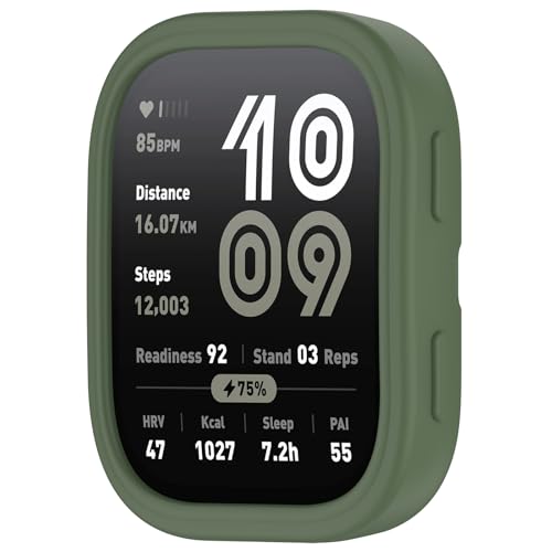 xhKJO Hülle Kompatibel mit Huami Amazfit Bip 6 A2435 Case, Schutzhülle Clear Silikon Ultradünne Kratzfest Transparent Soft TPU Case Abdeckung Cover Tasche für Huami Amazfit Bip 6 A2435 Watch (Grün) von xhKJO