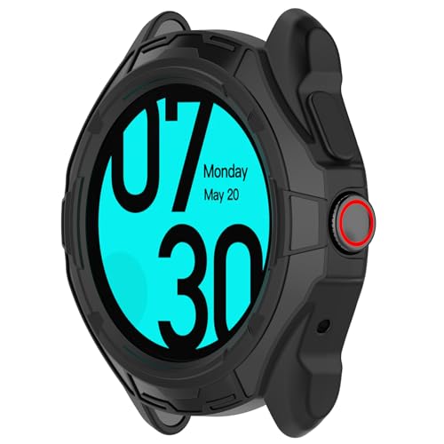 xhKJO Hülle Kompatibel mit Ticwatch Pro 5 Enduro Case, Schutzhülle Clear Silikon Ultradünne Kratzfest Transparent Soft TPU Case Abdeckung Cover Tasche für Ticwatch Pro 5 Enduro Watch (Schwarz) von xhKJO