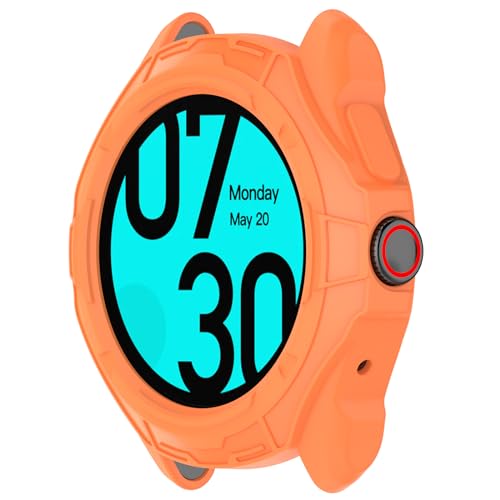 xhKJO Hülle Kompatibel mit Ticwatch Pro 5 Enduro Case, Schutzhülle Clear Silikon Ultradünne Kratzfest Transparent Soft TPU Case Abdeckung Cover Tasche für Ticwatch Pro 5 Enduro Watch (orange) von xhKJO