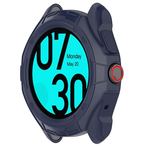 xhKJO Hülle Kompatibel mit Ticwatch Pro 5 Watch Case,Schutzhülle Clear Silikon Ultradünne Kratzfest Transparent Soft TPU Case Abdeckung Cover Tasche für TicWatch Pro 5 Watch (tiefes Blau) von xhKJO