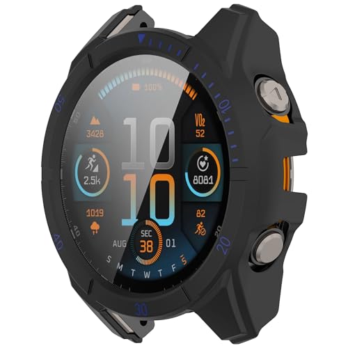 xhKJO Hülle für Garmin Tactix 8 47mm Amoled Case, Schutzhülle Clear Silikon Ultradünne Kratzfest Transparent Plating TPU Case Abdeckung Cover Tasche für Garmin Tactix 8 47mm Amoled (Schwarzblau) von xhKJO