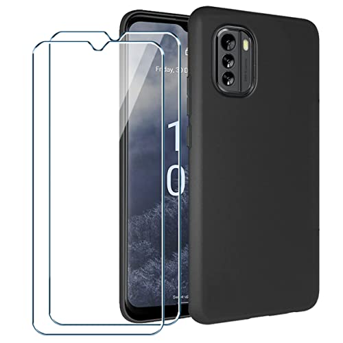 xiangyun Handyhülle für Nokia G60 5G Hülle + 2 X Gehärtetem Glas Filmschutz Schutzfolien - Silikon Soft Schwarz Fall TPU Leichte Protection Case Cover (6.58") von xiangyun