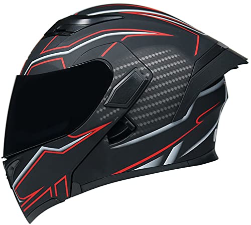 Motorrad Modularer Klapphelm Dual Visor Extended Tail ECE Approved Full Face Integrierter Motorradhelm Für Erwachsene Männer Frauen Motocross Moped Street Racing Helme J,M=(57-58CM) von xiaojian