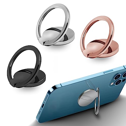 3 Stück Handy Ring, 360° Drehung Smartphone Ring für Magnetische, Ultradünner Ring Ständer für alle Smartphones (Schwarz+Silber+Roségold) von xiaoxianxian