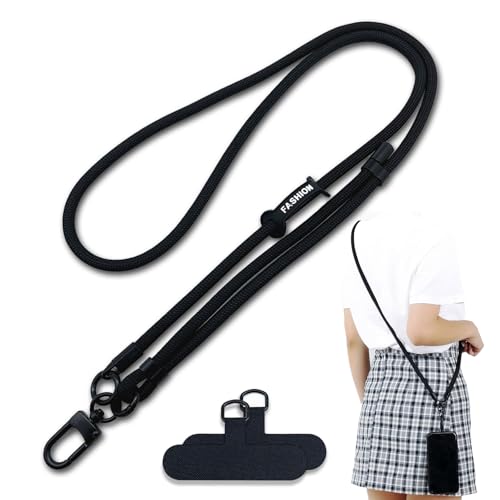 xiaoxiaozhijia Handyband zum Umhängen,Handykette Universal,Lanyard AbnehmbarHandy,Schlüsselband für Alle Smartphones Hüllen (Schwarz) von xiaoxiaozhijia