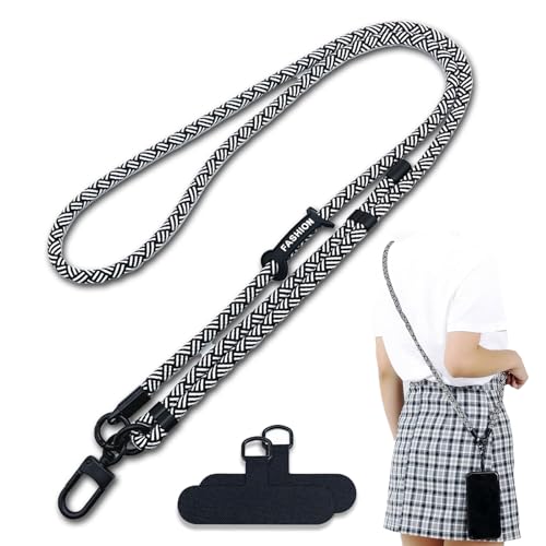 xiaoxiaozhijia Handyband zum Umhängen,Handykette Universal,Lanyard AbnehmbarHandy,Schlüsselband für Alle Smartphones Hüllen (Schwarz Weiß) von xiaoxiaozhijia
